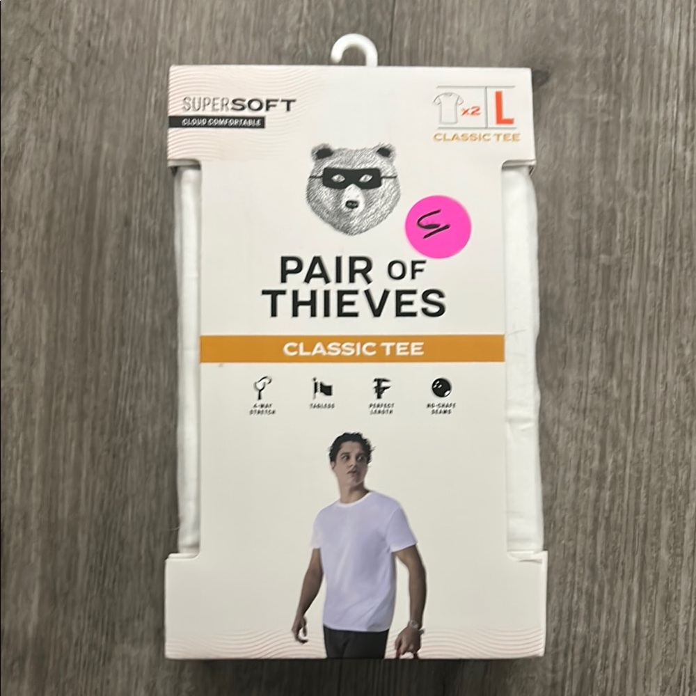 Pair of Thieves SuperSoft Classic Tee 2-Pack White Mens Large 105030-1000-L